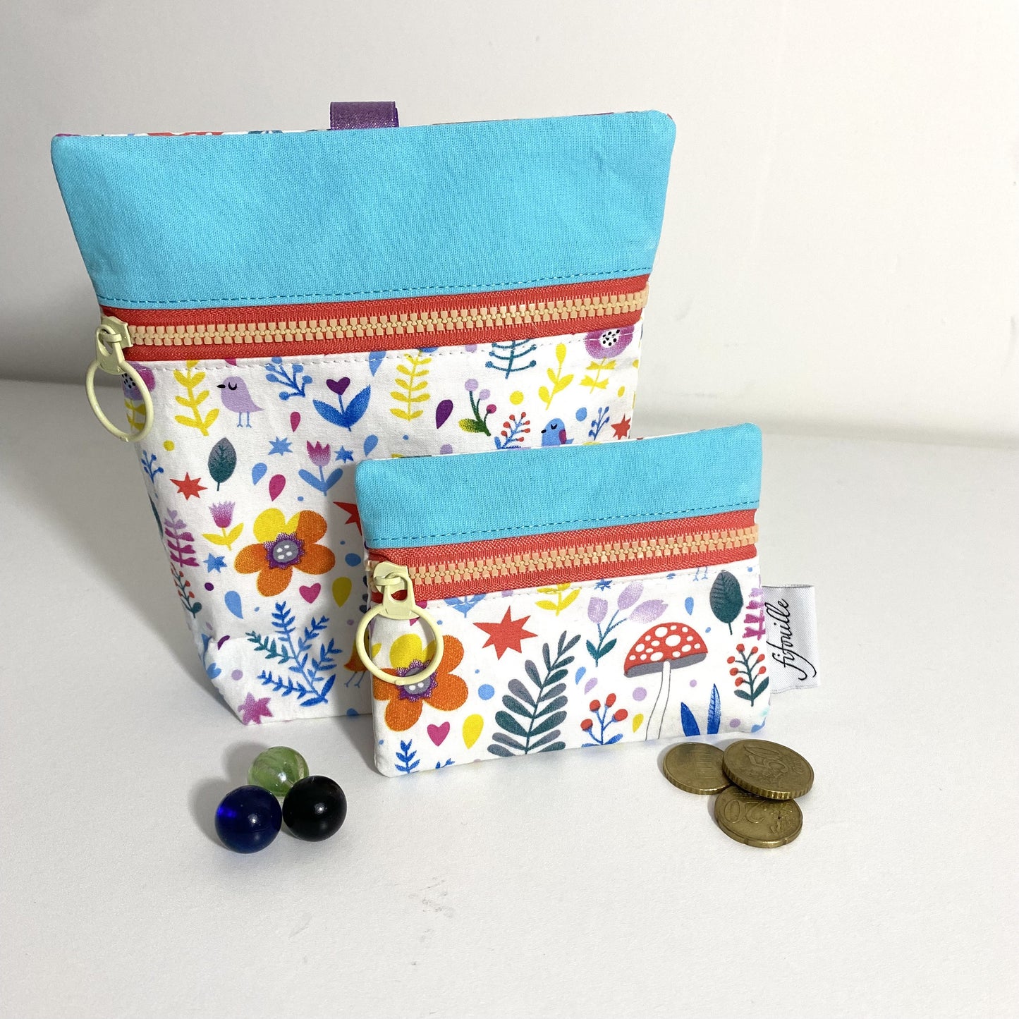 Ensemble trousse à billes et porte monnaie